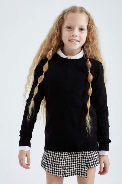 DeFacto Pulover de școală negru pentru fetiță