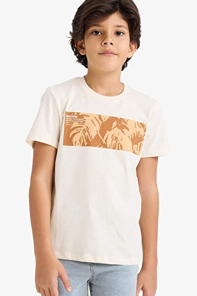 DeFacto Tricou cu mânecă scurtă pentru băiat, cu decolteu, floral, Z9327A623SM