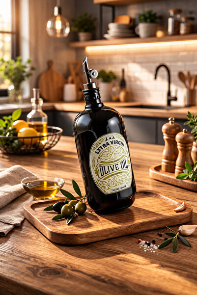 TheBRo 750ML Ahşap Stantlı Black Green Elite Serisi Siyah Ağırlık Dökücülü Ca...