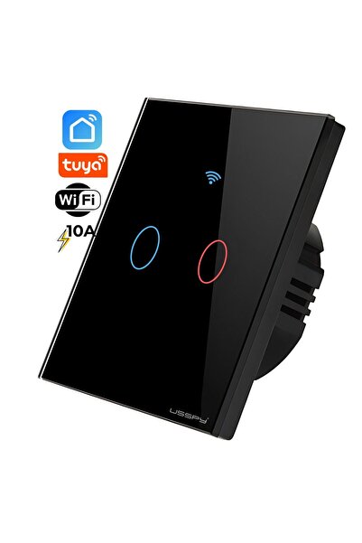 ARMY STORE Întrerupător tactil inteligent, Wifi, 2 canale, 10A, Negru