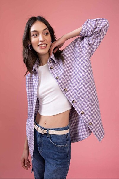 DeFacto Oversize Fit Tweed Uzun Kollu Gömlek Z1194AZ23SP