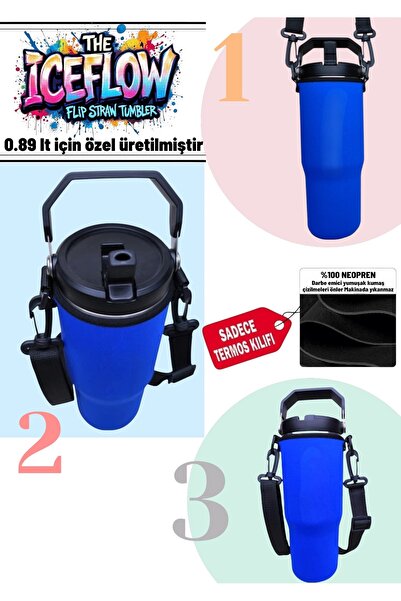 MELA Flip Straw Tumbler 0.89 Lt Neopren Askılı Termos Kılıfı