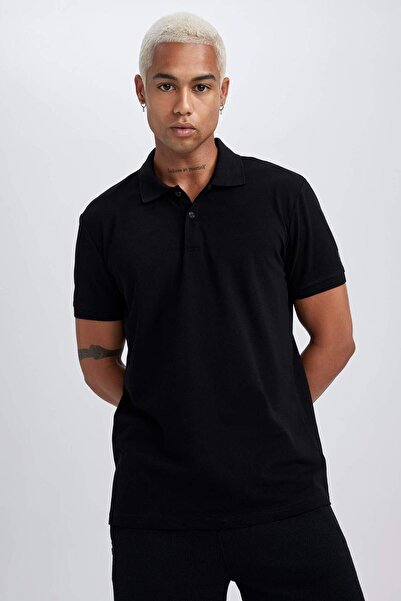 DeFacto Defactofit Slim Fit Tight Fit Short Sleeve Cotton Polo T-Shirt V2910A...