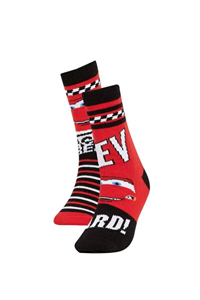 DeFacto Момчешки памучни дълги чорапи Cars 2 броя V6657A6NS