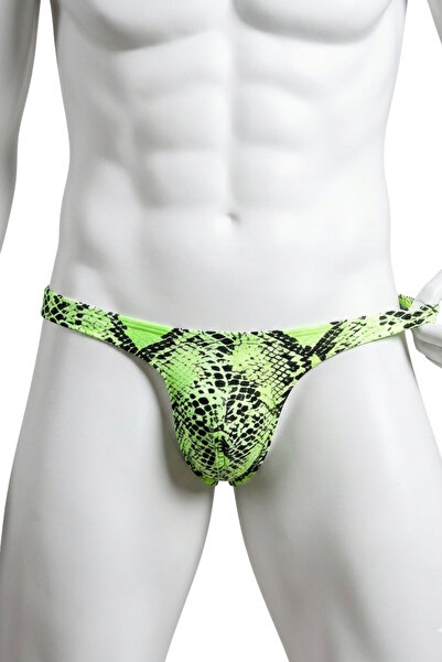 Lingerie and Fashion Style Men's green snakeskin briefs