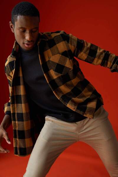 DeFacto Cămașă cu mânecă lungă în carouri, cu formă normală