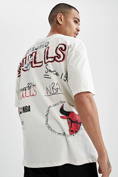 DeFacto NBA Chicago Bulls licencirana Oversize kroj Fit Back Štampano okrugla...