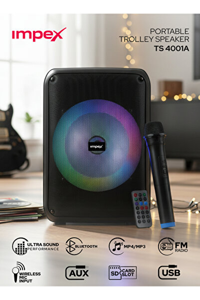 IMPEX 8 Inch Portable Trolley Bluetooth Speaker Ts4001a - 800w Pmpo, Wireless...
