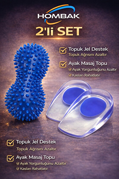 Hombak 2Li SET Silikon Topukluk ve Ayak Masaj Topu Topuk Dikeni için Topuk Ağ...