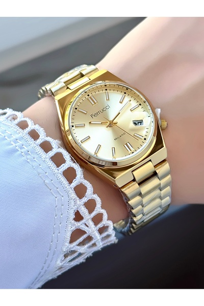 Ferrucci Milano Women's Gold Metal Cord Gold Dial Calendar Wristwatch 2 Years...