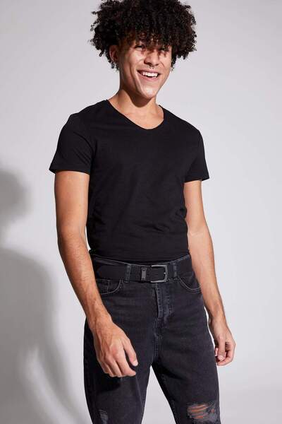 DeFacto Tricou de bază cu mânecă scurtă, slim, cu decolteu în V M4791AZ20SP