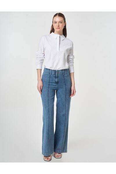 KYR بنطلون جينز مخيط قابل للغسل باللون الأزرق الفاتح