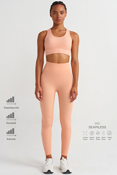 COMEUP Jakarlı Toparlayıcı Push Up Tayt Şeftali Tüyü