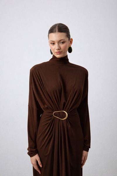 LAULEİ Silvia Buckled Brown Dress