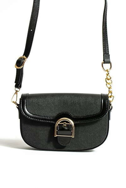 Glemix Gloria Siyah Önden Toka Detaylı Kutu Cilt Trend Kadın Omuz Çantası