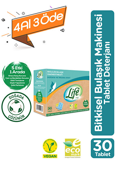 Life by Fakir Ekolojik Vegan Bulaşık Makinesi Tablet Deterjanı 30'lu - Güçlü ...