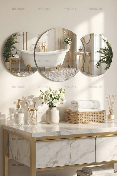 meDDex Dekoratif Duvar Salon Hol Makyaj Aynası 135x60 (3parça)