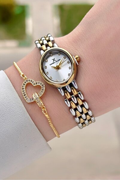 Daniel Klein Gold Silver Color 20.5 mm Women's Wristwatch and Bracelet