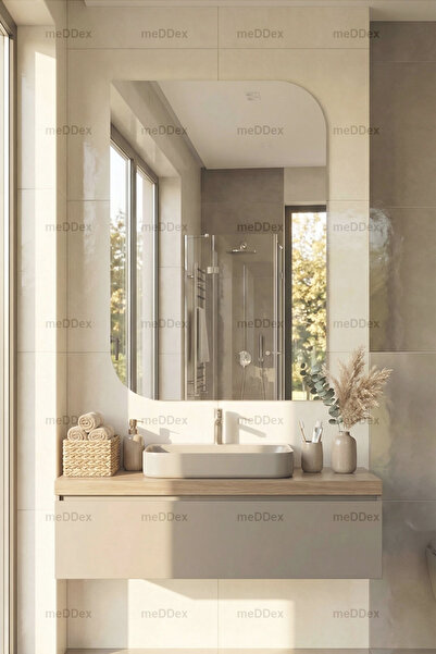 meDDex Dekoratif Duvar Salon Banyo Hol Koridor Makyaj Aynası 90x65