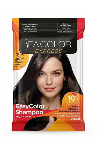 Sea Color Express Şampuan Boya, Şampuan Kolaylığında Saç Boyama 3.0 Koyu Kahve