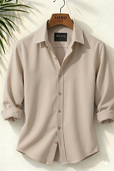 Mero Life Ανδρικό πουκάμισο Pera Fabric Λινό Εμφάνιση ελαφρύ Άνετη χρήση Βαμβ...