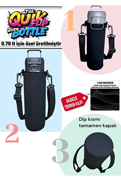 MELA 0.70 Lt Quick Flip Neopren Termos Kılıfı Ve Omuz Askısı