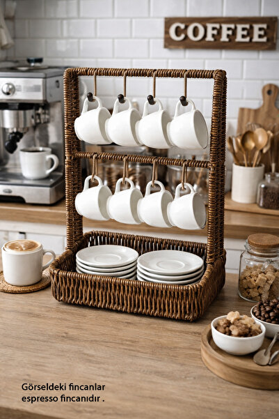 Emsay Store Hasır Çok Amaçlı Espresso Fincanlığı & Takı Askılığı – Dekoratif ...