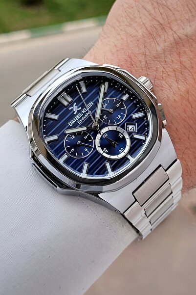 Daniel Klein 45mm Men's Wristwatch with Navy Dial Grey Color Adjustable Strap