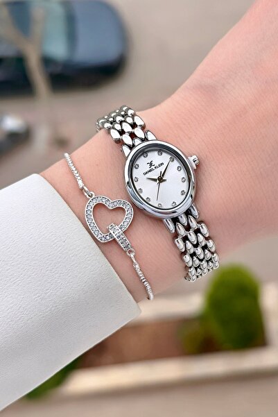 Daniel Klein ساعة يد نسائية وسوار بحزام قابل للتعديل باللون الرمادي مقاس 20.5...