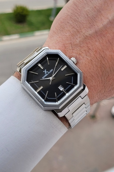 Daniel Klein Men's Watch with Adjustable Band, Black Band, Gray Color