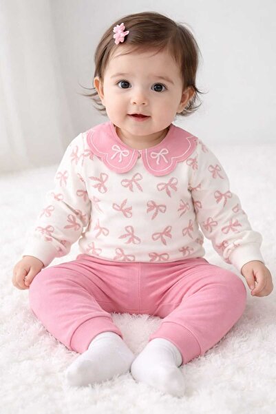 Melomio Baby Kids تفاصيل على الياقة طقم أطفال 100% قطن قطن