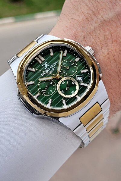 Daniel Klein 45 mm Men's Wristwatch with Green Dial, Gold Gray Color, Adjusta...