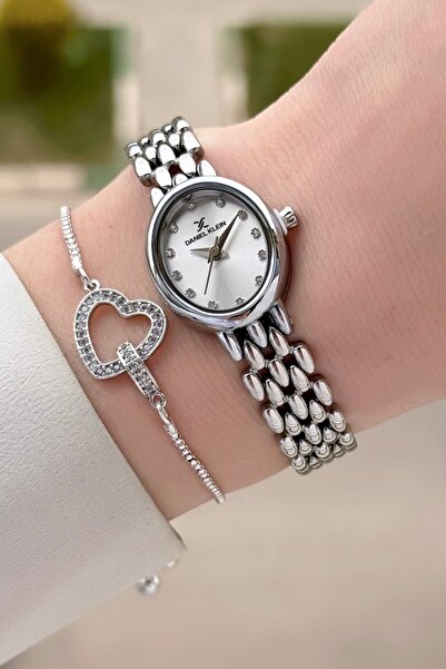 Daniel Klein Silver Color 20.5mm Women's Wrist Watch and Bracelet