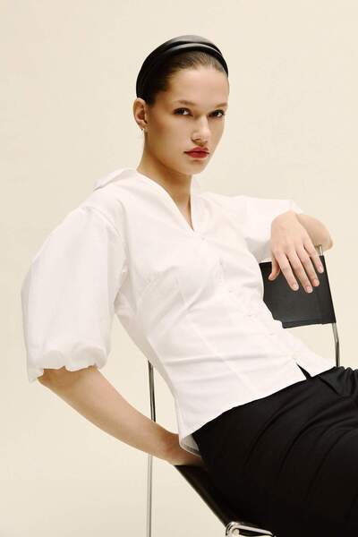 DeFacto Fıtted Poplin Kısa Kollu Gömlek H1573AX26SP