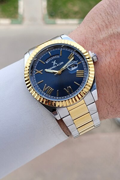 Daniel Klein Gold Gümüş Renk Takvim ve Gün Fonksiyonlu Erkek Kol Saati