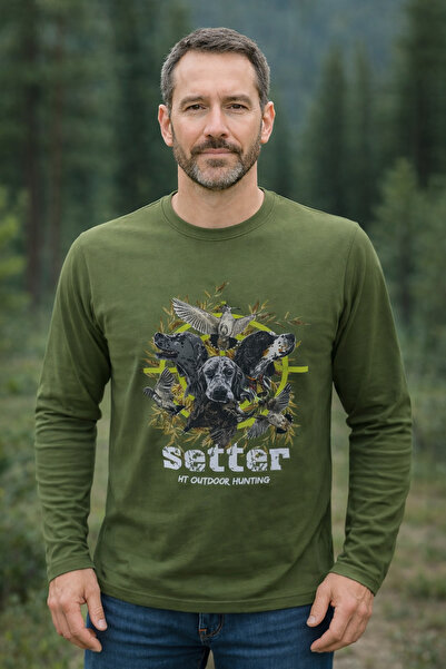 HT Outdoor Modelul nostru de tricou cu imprimeu cu câine de vânătoare de bumb...