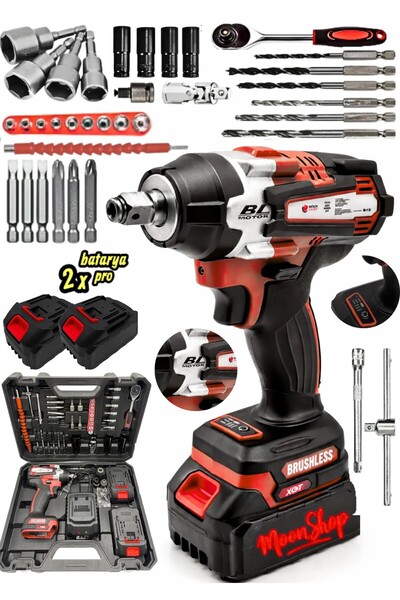 MOONSHOP Alman 58 V 20 Ah Akülü Somun Bijon Sökme Takma Sıkma Matkap Kömürsüz...