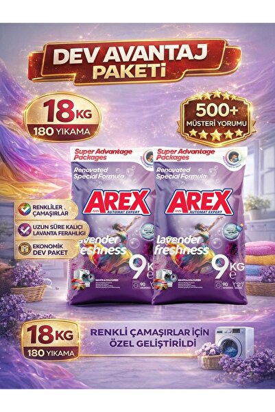 AREX "büyük Ekonomi Paketi ; 18 Kg Toz Çamaşır Deterjanı, Sık Yıkananlar -2 a...