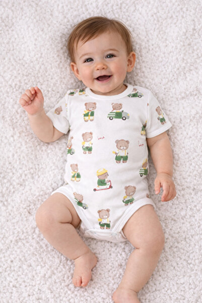 NiLi بدلة قصيرة الأكمام للأطفال الذكور مع تفاصيل مطبوعة (بودي)