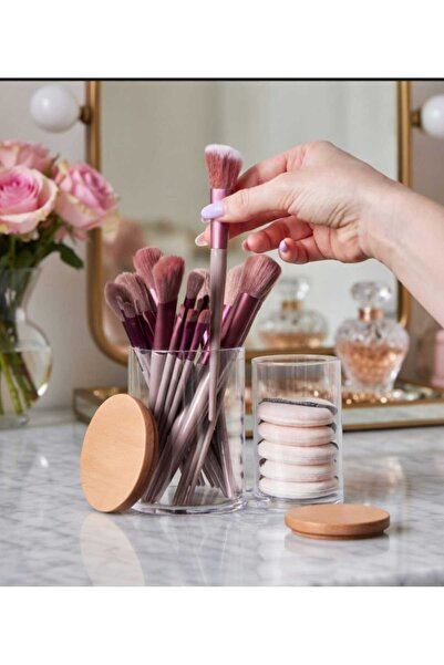 Limeks Home Wooden Lid Non-Tippable Transparent Twin P Cotton Uk Organizer