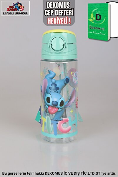 Stitch "DEKOMUS CEP DEFTERİ HEDİYELİ" LİSANSLI 500 ML MATARA
