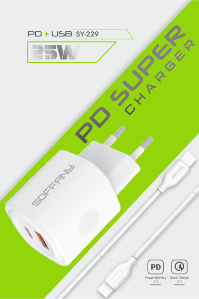 Soffany SY-229 SY-229 25W PD + QC 3.0 Hızlı Şarj Seti
