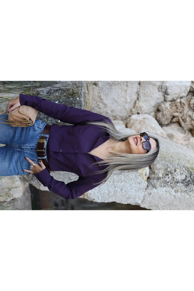 bytugcekaya Mürdüm Slim Fit Gömlek