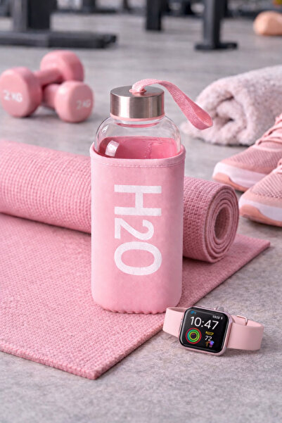 H2O 530 ML. Kare Pastel Kilifli Cam Matara* Mix