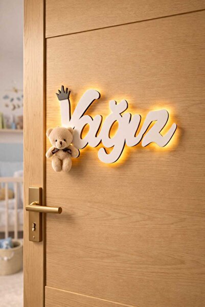 ARSERGROUP Ayıcıklı Kişiye Özel LED’li İsimlik Kapı Süsü | Bebek Odası ve Çoc...