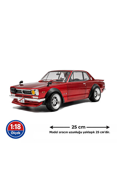 Solido 1:18 Ölçek 1970 Nissan Skyline (C10) Hakosuka Red Metallic - Diecast M...
