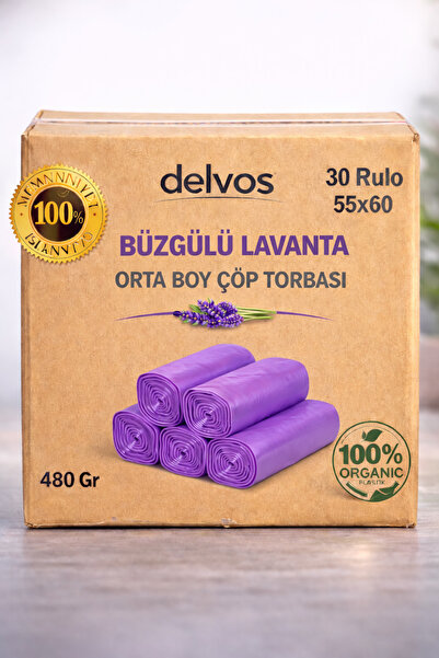 naft 30 Rulo Lavanta Kokulu Büzgülü Orta Boy Çöp Torbası 10'lu (1 KOLİ) 55x60...
