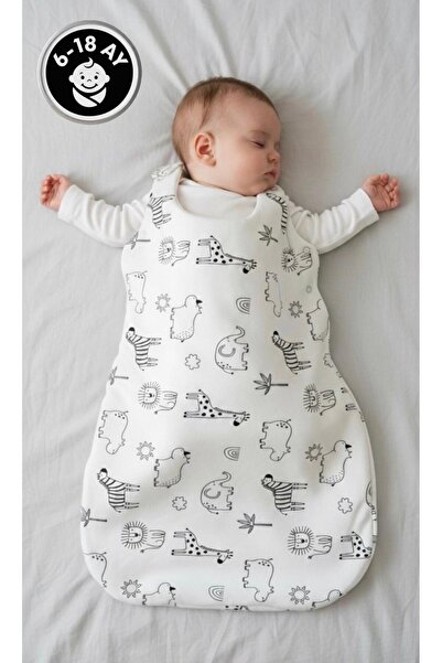 Lumos Trade Unisex Bebek Organik Soft Safari Kundak Uyku Tulumu 6-18 Ay - Önl...