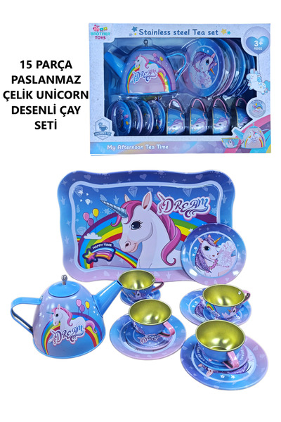 Brother Toys Oyuncak Metal Çay Evcilik Ve Mutfak Seti 15 Parça Çay Bardak Tep...