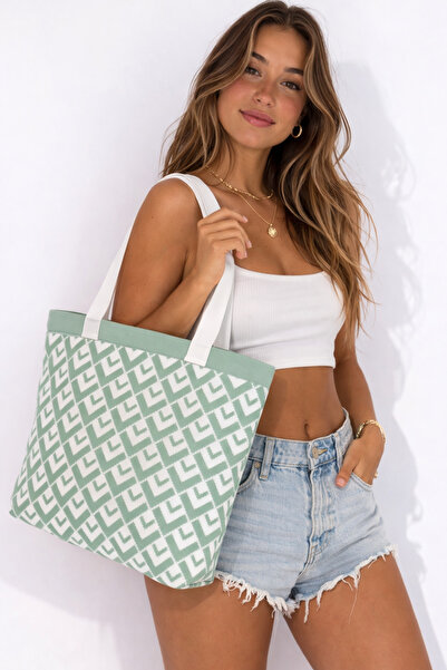 Sebir Moda V Patterned Knitwear Shoulder and Beach Bag